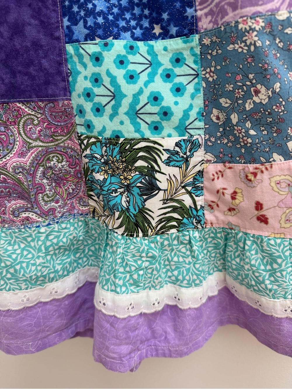 Girls' Grateful Dead Patchwork Floral Sun Spinner Dress in Teal & Purple - Picture 4 of 4